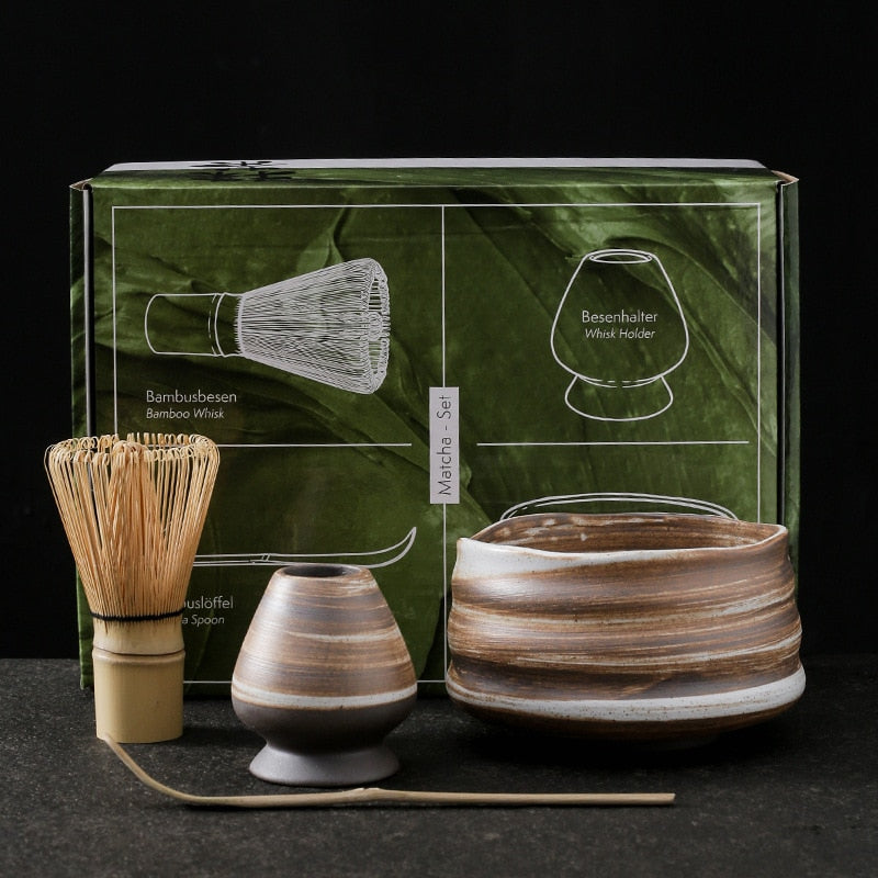4-7pcs/set Handmade Home Easy Clean Matcha Tea Set Tool Stand Kit Bowl Whisk Scoop Gift Ceremony Traditional Japanese Accessorie acacuss