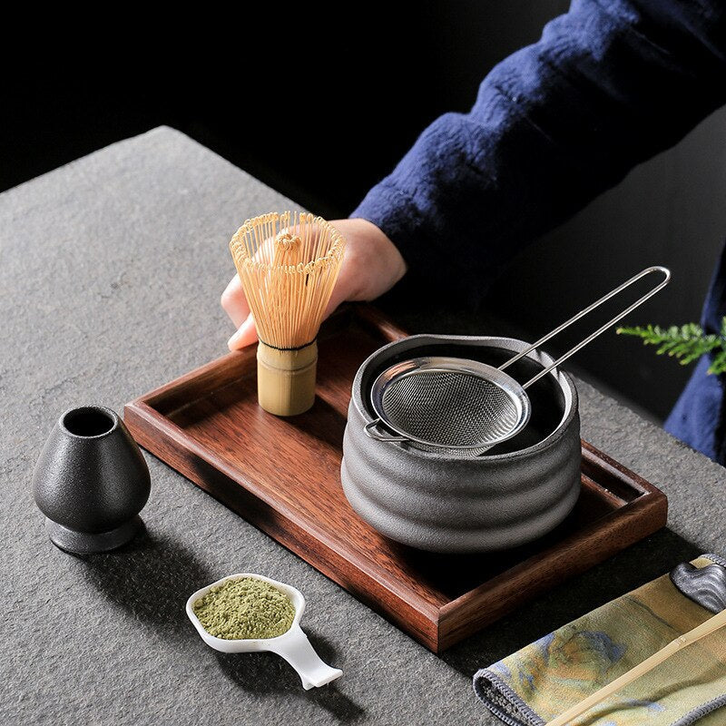4-7pcs/set Handmade Home Easy Clean Matcha Tea Set Tool Stand Kit Bowl Whisk Scoop Gift Ceremony Traditional Japanese Accessorie acacuss