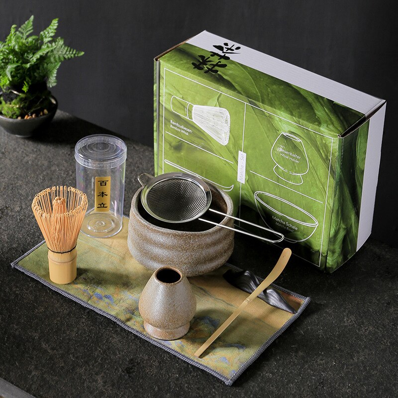 4-7pcs/set Handmade Home Easy Clean Matcha Tea Set Tool Stand Kit Bowl Whisk Scoop Gift Ceremony Traditional Japanese Accessorie acacuss