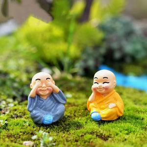 4 Pcs/set of Little Monk Resin Crafts Micro Landscape DIY Ornaments Flower Pot Garden Decoration Buddhist Monk Miniature acacuss