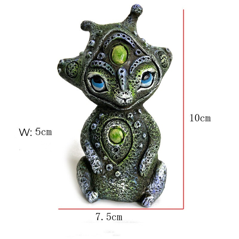 4 Styles New Biological Fantasy Resin Ornaments Garden Sculpture Artifact Three-eyed Alien Figurines Home Decoration Accessories acacuss