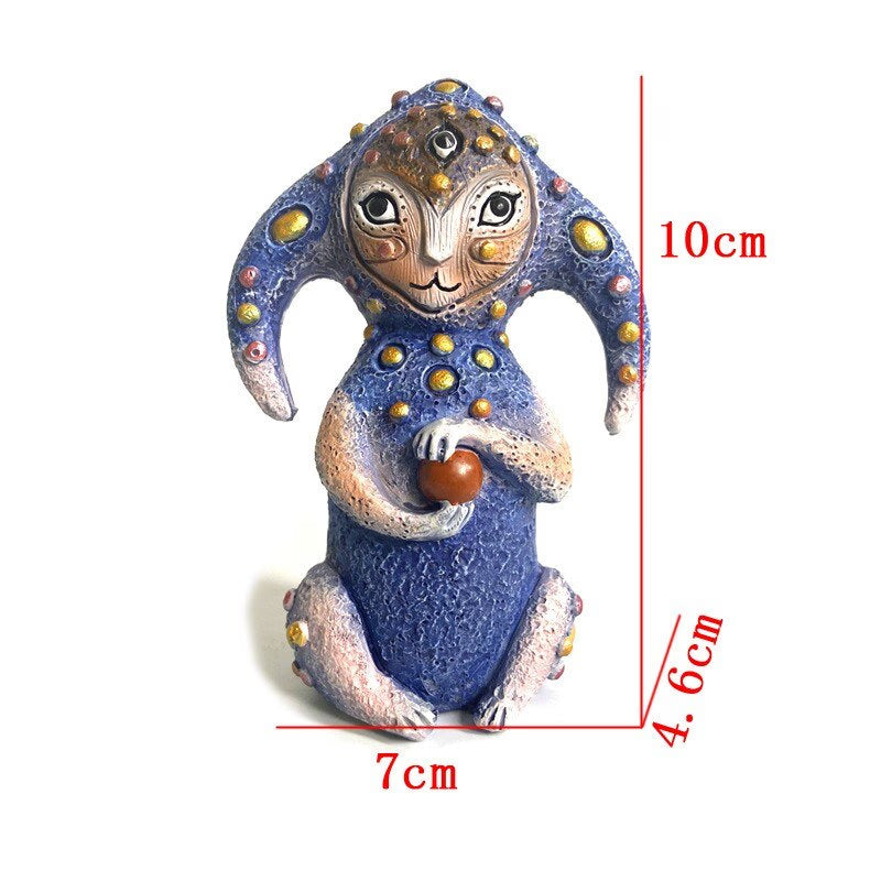 4 Styles New Biological Fantasy Resin Ornaments Garden Sculpture Artifact Three-eyed Alien Figurines Home Decoration Accessories acacuss