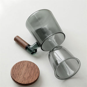 400ml Walnut Wooden Handle Lid Filter Glass Tea Cup Tea Water Separation Scented Tea Cup Office Flower Tea Separation Tea Mug acacuss
