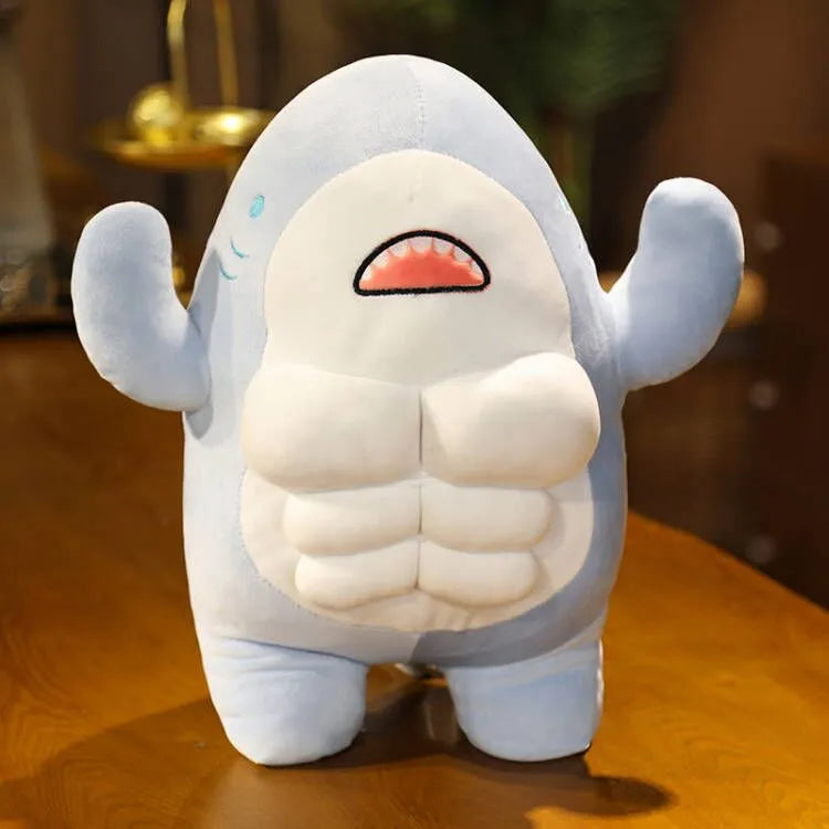 40CM Muscle Shark Plush Doll Cute Worked Out Shark Stuffed Cartoon Toys Strong Animal Pillow For Girl Boyfriend Gifts acacuss