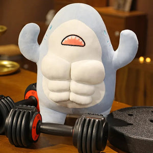 40CM Muscle Shark Plush Doll Cute Worked Out Shark Stuffed Cartoon Toys Strong Animal Pillow For Girl Boyfriend Gifts acacuss
