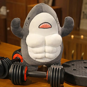 40CM Muscle Shark Plush Doll Cute Worked Out Shark Stuffed Cartoon Toys Strong Animal Pillow For Girl Boyfriend Gifts acacuss