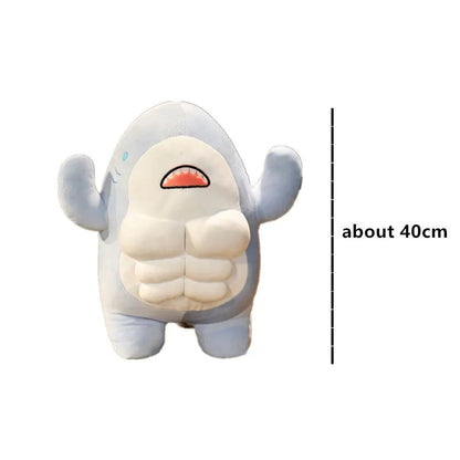 40CM Muscle Shark Plush Doll Cute Worked Out Shark Stuffed Cartoon Toys Strong Animal Pillow For Girl Boyfriend Gifts acacuss