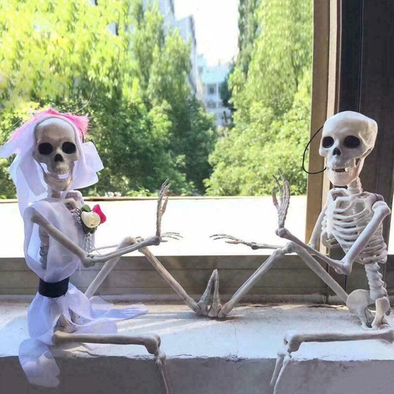 40cm Human Skeleton For Halloween Decoration Realistic Skull Bones Model Halloween Party Home Decor Haunted House Horror Props acacuss