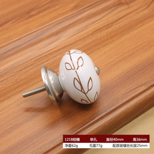 40mm Ceramic Single Hole Handle European Antique Mediterranean Drawer Pulls Cabinet Knobs Wardrobe Shoe Cabinet Door Handles acacuss