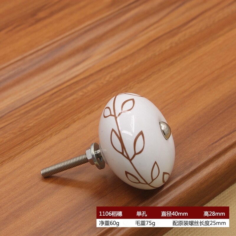 40mm Ceramic Single Hole Handle European Antique Mediterranean Drawer Pulls Cabinet Knobs Wardrobe Shoe Cabinet Door Handles acacuss