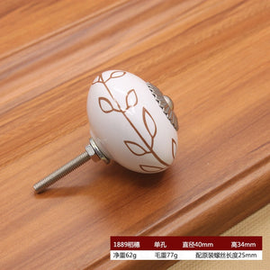 40mm Ceramic Single Hole Handle European Antique Mediterranean Drawer Pulls Cabinet Knobs Wardrobe Shoe Cabinet Door Handles acacuss