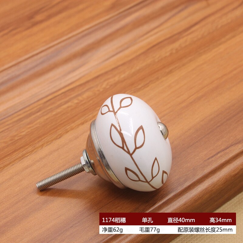 40mm Ceramic Single Hole Handle European Antique Mediterranean Drawer Pulls Cabinet Knobs Wardrobe Shoe Cabinet Door Handles acacuss