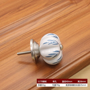 40mm Ceramic Single Hole Handle European Antique Mediterranean Drawer Pulls Cabinet Knobs Wardrobe Shoe Cabinet Door Handles acacuss