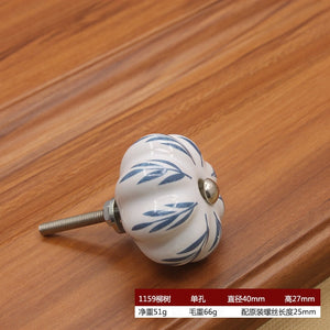 40mm Ceramic Single Hole Handle European Antique Mediterranean Drawer Pulls Cabinet Knobs Wardrobe Shoe Cabinet Door Handles acacuss