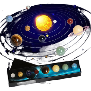 Creative Natural Crystal 8/9 Planet Ball Solar System Round Original Stone Popular Science Ornament Sphere Galaxy Model Gift Box acacuss