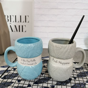 450ML Colorful Wool Ceramics Mugs with Handle Coffee Milk Tea Cups Home Office Drinkware Porcelain Mug Breakfast Cup Girls Gifts acacuss