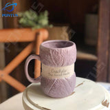 450ML Colorful Wool Ceramics Mugs with Handle Coffee Milk Tea Cups Home Office Drinkware Porcelain Mug Breakfast Cup Girls Gifts acacuss