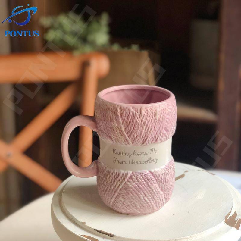 450ML Colorful Wool Ceramics Mugs with Handle Coffee Milk Tea Cups Home Office Drinkware Porcelain Mug Breakfast Cup Girls Gifts acacuss