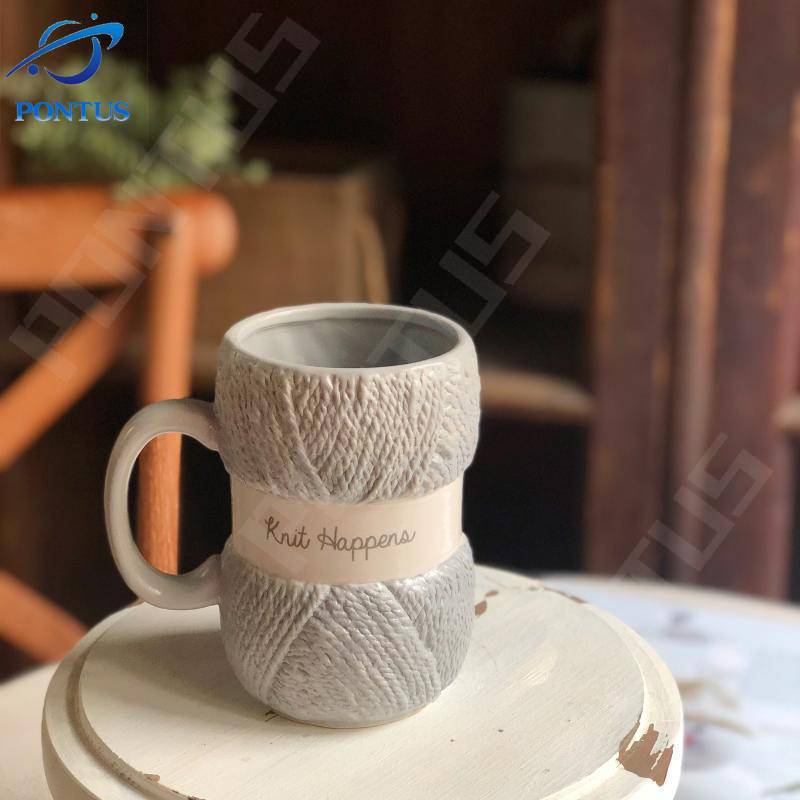450ML Colorful Wool Ceramics Mugs with Handle Coffee Milk Tea Cups Home Office Drinkware Porcelain Mug Breakfast Cup Girls Gifts acacuss