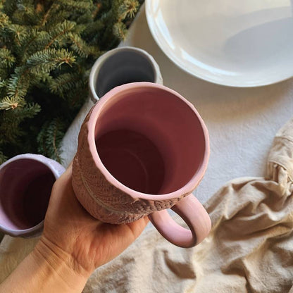 450ML Colorful Wool Ceramics Mugs with Handle Coffee Milk Tea Cups Home Office Drinkware Porcelain Mug Breakfast Cup Girls Gifts acacuss