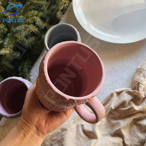 450ML Colorful Wool Ceramics Mugs with Handle Coffee Milk Tea Cups Home Office Drinkware Porcelain Mug Breakfast Cup Girls Gifts acacuss