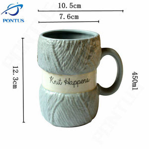 450ML Colorful Wool Ceramics Mugs with Handle Coffee Milk Tea Cups Home Office Drinkware Porcelain Mug Breakfast Cup Girls Gifts acacuss