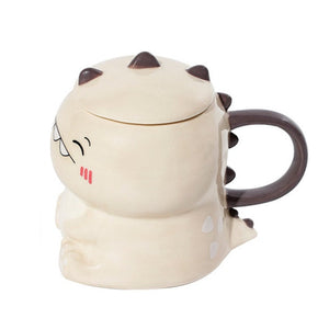 450ml Cute Dinosaur Ceramics Coffee Mug With Spoon Creative Hand Painted Drinkware Milk Tea Cups Novelty Gifts acacuss