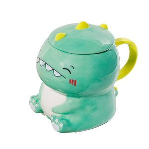 450ml Cute Dinosaur Ceramics Coffee Mug With Spoon Creative Hand Painted Drinkware Milk Tea Cups Novelty Gifts acacuss