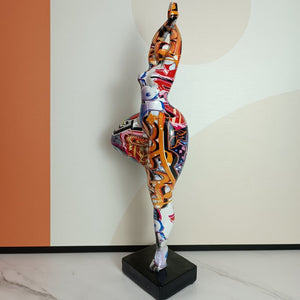 46cm Tall Colorful Charming Abstract Lady Sculpture Woman Beauty Statue Interior Entrance Home Living Room Decoration Art acacuss