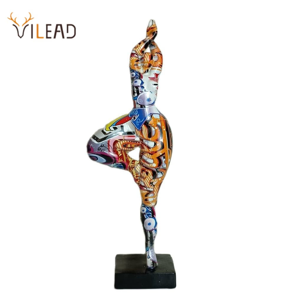46cm Tall Colorful Charming Abstract Lady Sculpture Woman Beauty Statue Interior Entrance Home Living Room Decoration Art acacuss