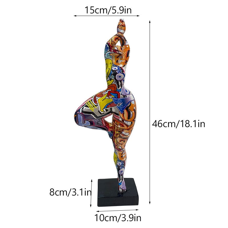 46cm Tall Colorful Charming Abstract Lady Sculpture Woman Beauty Statue Interior Entrance Home Living Room Decoration Art acacuss