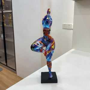 46cm Tall Colorful Charming Abstract Lady Sculpture Woman Beauty Statue Interior Entrance Home Living Room Decoration Art acacuss