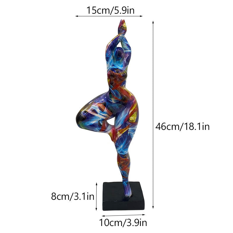 46cm Tall Colorful Charming Abstract Lady Sculpture Woman Beauty Statue Interior Entrance Home Living Room Decoration Art acacuss
