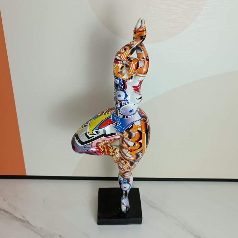 46cm Tall Colorful Charming Abstract Lady Sculpture Woman Beauty Statue Interior Entrance Home Living Room Decoration Art acacuss