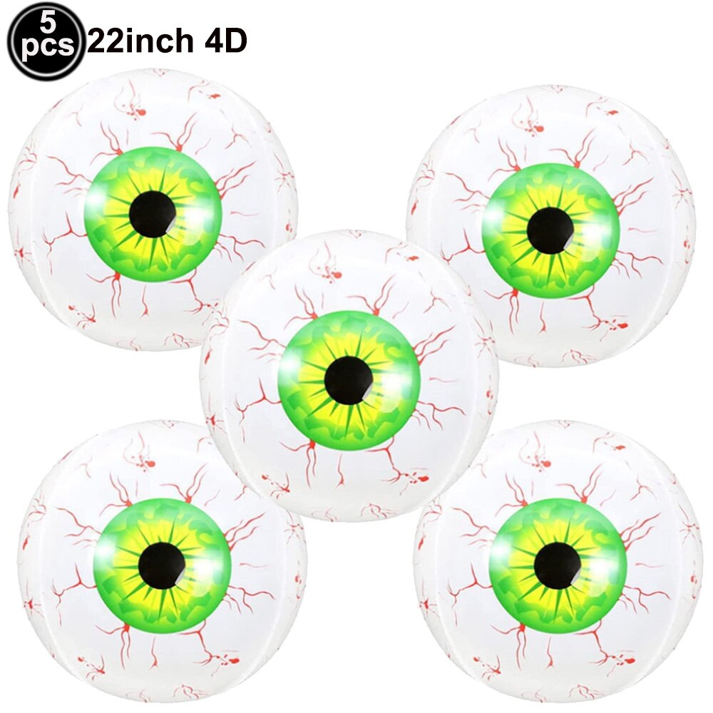 4D 22inch Halloween Foil Inflatable Eyeball Decoration Spooky Halloween Party Supplies Eyeball Balloons Halloween Home Decors acacuss