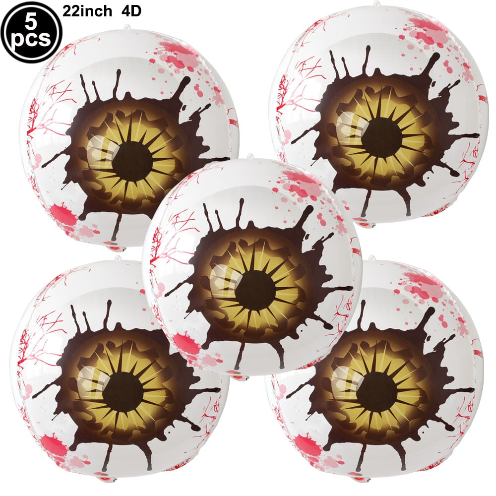 4D 22inch Halloween Foil Inflatable Eyeball Decoration Spooky Halloween Party Supplies Eyeball Balloons Halloween Home Decors acacuss