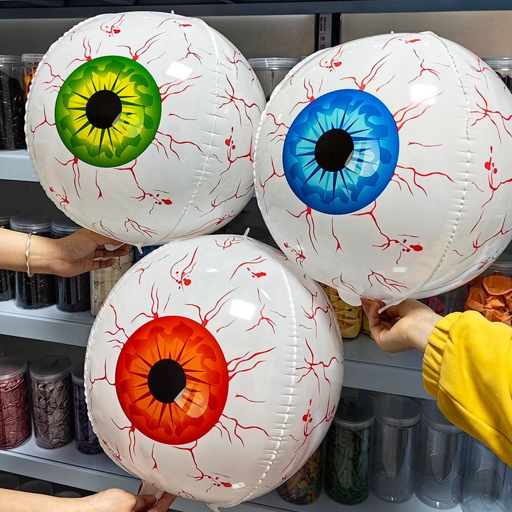 4D 22inch Halloween Foil Inflatable Eyeball Decoration Spooky Halloween Party Supplies Eyeball Balloons Halloween Home Decors acacuss