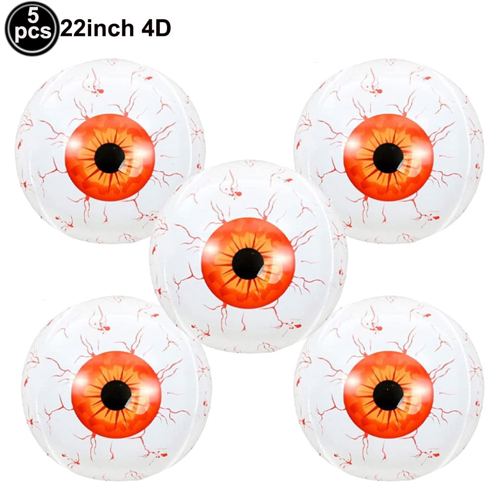 4D 22inch Halloween Foil Inflatable Eyeball Decoration Spooky Halloween Party Supplies Eyeball Balloons Halloween Home Decors acacuss