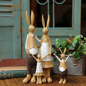 4pcs Rabbit Resin Figurines Easter Gift for Kids Easter Decoration for Home New 2023 acacuss
