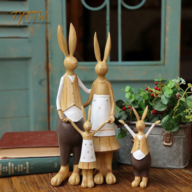4pcs Rabbit Resin Figurines Easter Gift for Kids Easter Decoration for Home New 2023 acacuss