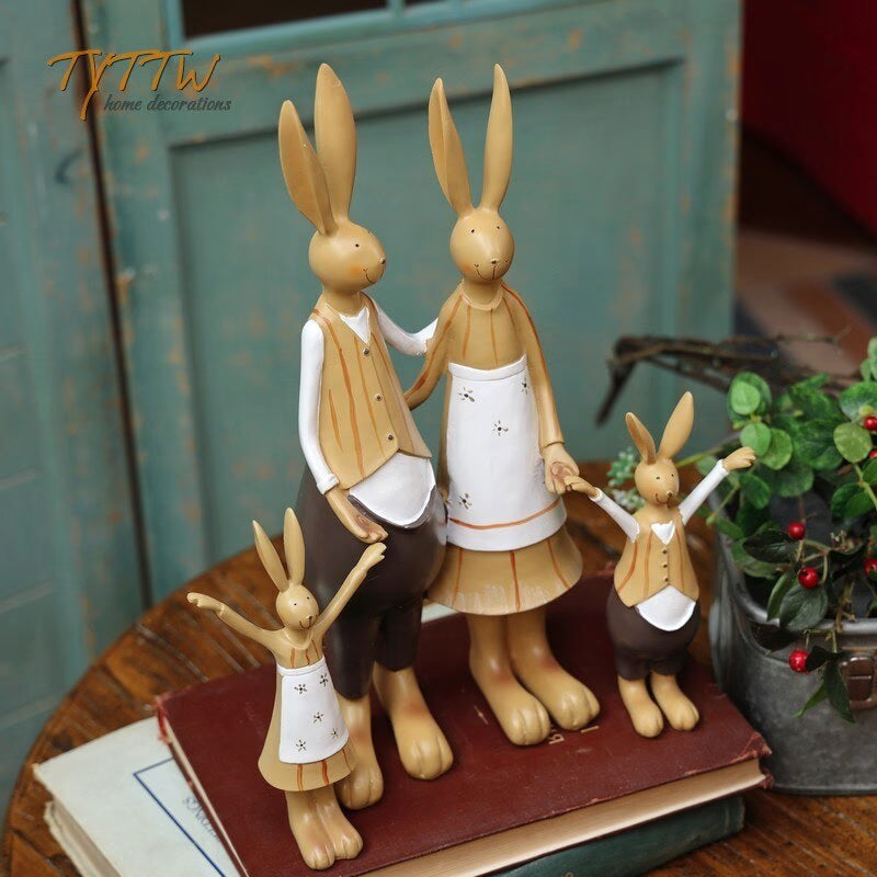 4pcs Rabbit Resin Figurines Easter Gift for Kids Easter Decoration for Home New 2023 acacuss
