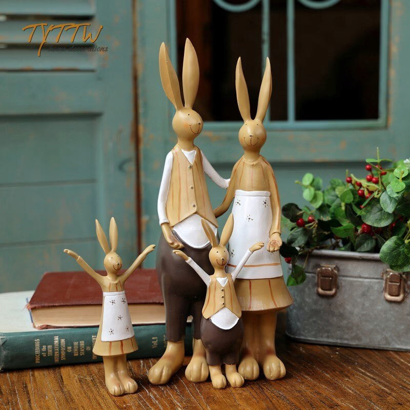 4pcs Rabbit Resin Figurines Easter Gift for Kids Easter Decoration for Home New 2023 acacuss