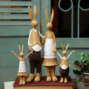 4pcs Rabbit Resin Figurines Easter Gift for Kids Easter Decoration for Home New 2023 acacuss