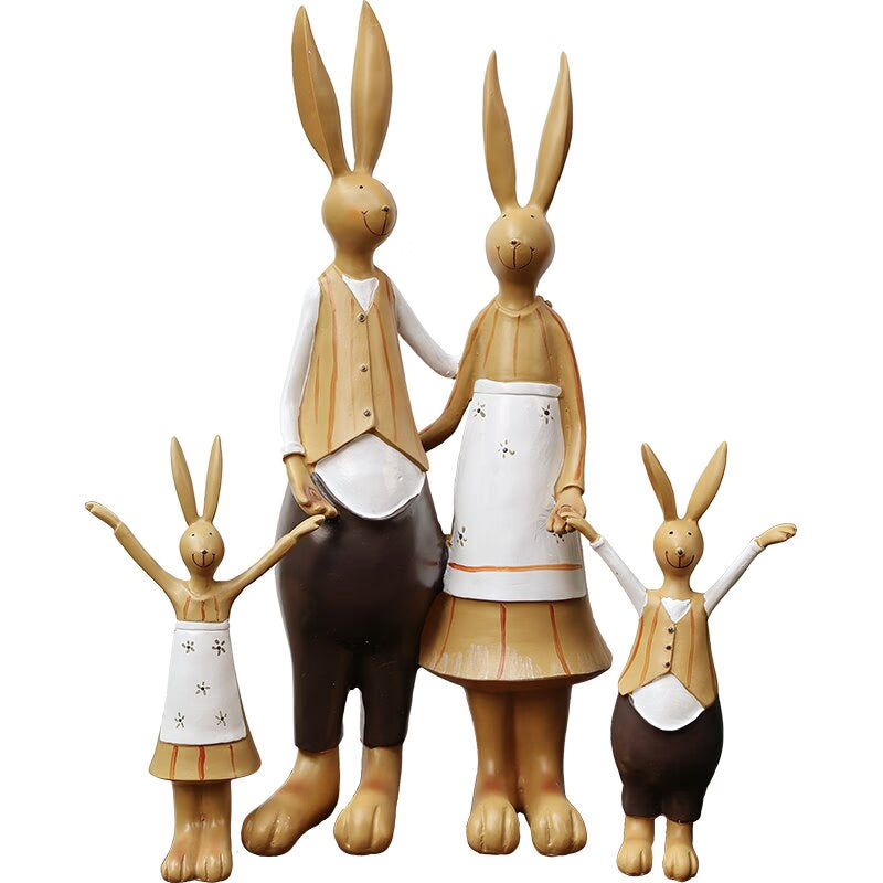 4pcs Rabbit Resin Figurines Easter Gift for Kids Easter Decoration for Home New 2023 acacuss