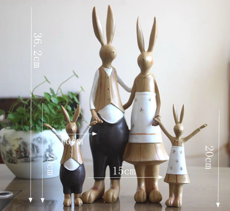4pcs Rabbit Resin Figurines Easter Gift for Kids Easter Decoration for Home New 2023 acacuss