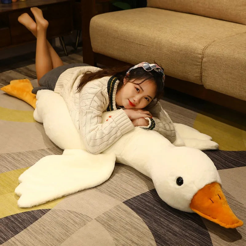 50-130cm White Goose Toy Stuffed Lifelike Big Wings Duck Hug Massage Throw Pillow Boyfriend Cushion For Girl acacuss