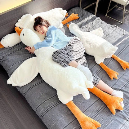 50-130cm White Goose Toy Stuffed Lifelike Big Wings Duck Hug Massage Throw Pillow Boyfriend Cushion For Girl acacuss