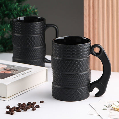 500ML Creative Cup Large Capacity Ceramic Cup Novelty Mug Tire Shaped Cup Office Home Coffee Cup Breakfast Cup acacuss