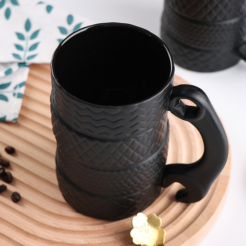 500ML Creative Cup Large Capacity Ceramic Cup Novelty Mug Tire Shaped Cup Office Home Coffee Cup Breakfast Cup acacuss