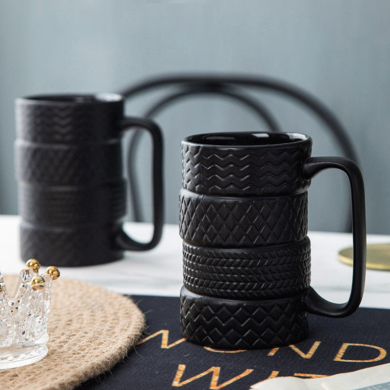 500ML Creative Cup Large Capacity Ceramic Cup Novelty Mug Tire Shaped Cup Office Home Coffee Cup Breakfast Cup acacuss